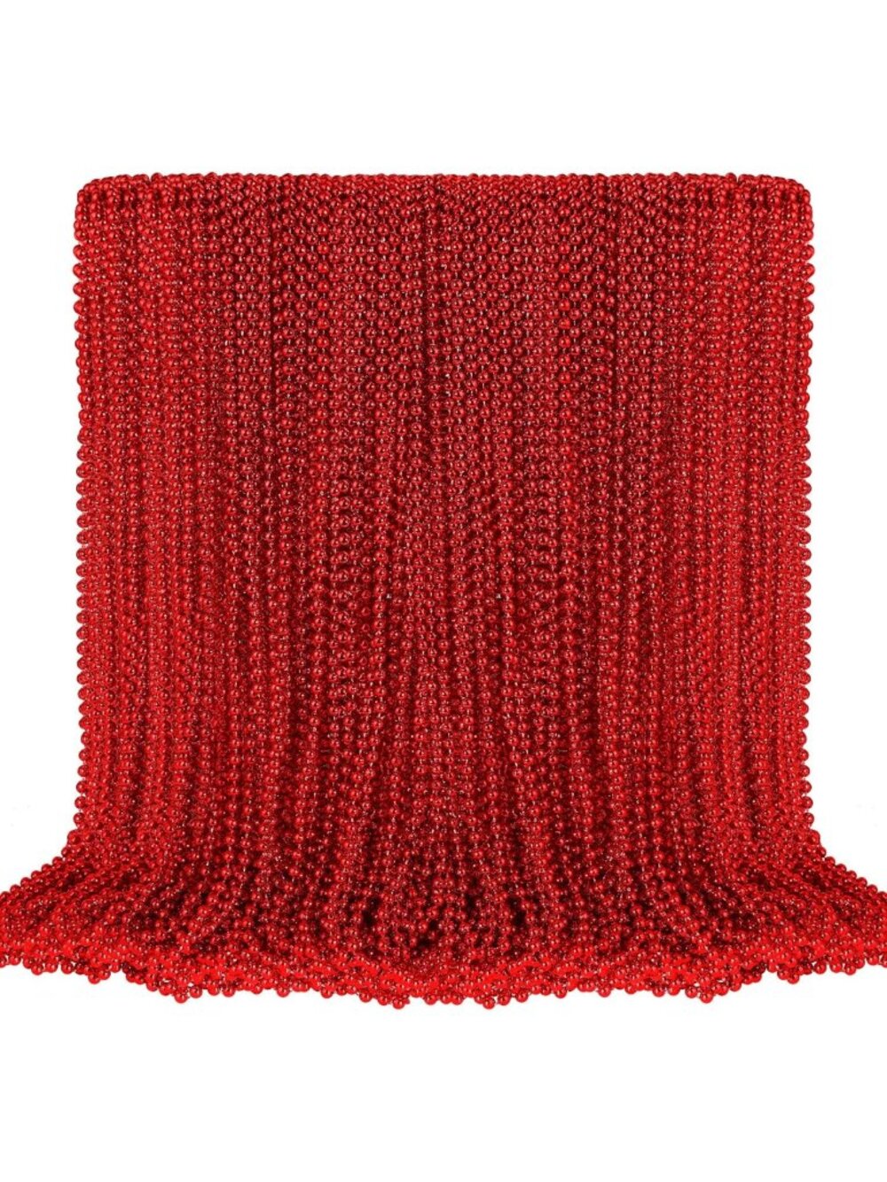 100 PCS Red Mardi Gras Beads Necklaces - 33" Metallic Party Favors for Events